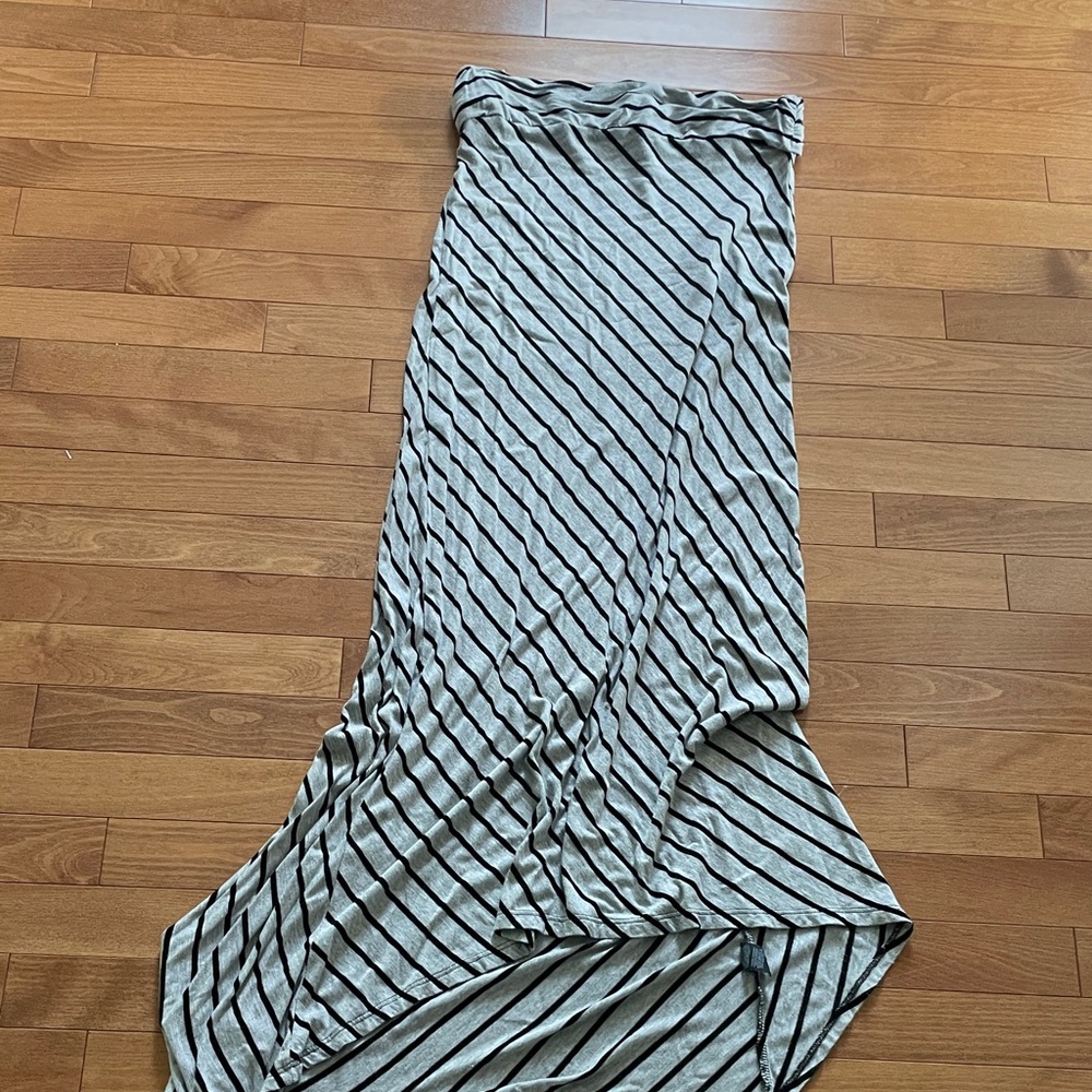 AB Studio Diagonal Striped Maxi Skirt in Gray and Black